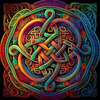 painting of a celtic knot on a black background. . photo