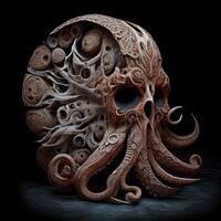 close up of a sculpture of an octopus. . photo