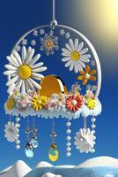 close up of a clock with flowers on it. . photo