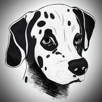 black and white drawing of a dalmatian dog. . photo