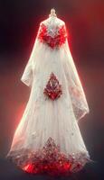 white dress with red flowers on a mannequin. . photo