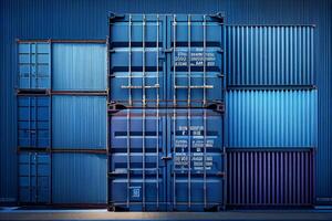 Cargo container at the logistics warehouse. photo