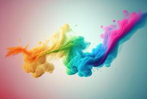 Clubs of multicolored neon smoke, ink. An explosion, a burst of holi paint. Abstract psychedelic pastel light background. 3D rendering. . photo