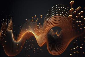 Visualization of big data movement. Colored dots and lines on a black background. . Futuristic cyber technology, singularity. Abstract dark background. 3D rendering. photo