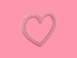 Toy heart. Pink mono color. Symbol of love. On a solid pink background. View left side. 3d rendering. photo