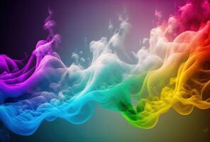 Bubbles of multicolored neon smoke, ink. An explosion, a burst of holi paint. Abstract psychedelic black dark background. 3D rendering. . photo