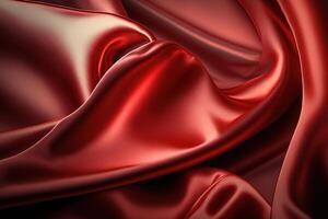 Abstract background, red satin silk fabric, Luxurious elegant waves, folds texture fabric. . photo