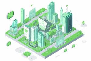 Isometric scheme of green city. Generate Ai photo