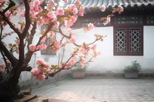 Garden china tree. Generate Ai photo
