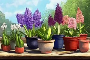 Nature hyacinth pot. Generate Ai photo
