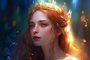 Cute red hair princess. Generate Ai photo