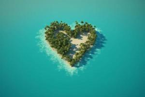 tropical isla amor corazón. generar ai foto