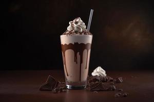 Chocolate milkshake. Generate Ai photo