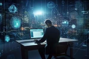 Cyber security network. Generate Ai photo