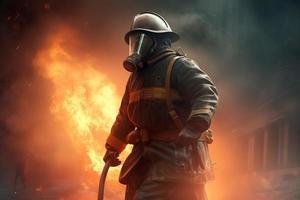 Fireman with helmet. Generate Ai photo