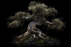 Bonsai tree on black background. Generate Ai photo