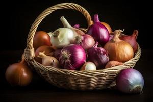 Organic onion basket. Generate Ai photo