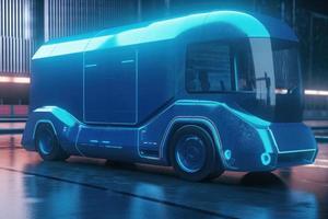 Futuristic modern blue cargo. Generate Ai photo