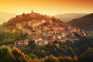 Italian city sunset hills. Generate Ai photo