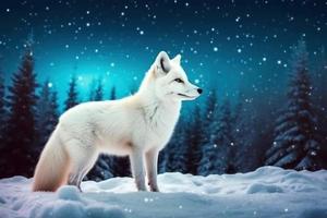 White fox in forest. Generate Ai photo