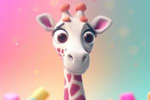 Cute young giraffe. Generate Ai photo