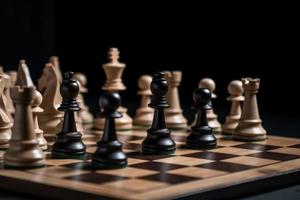 Chess figures on chessboard. Generate Ai photo