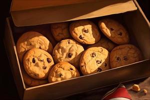 Chocolate cookies box. Generate Ai photo