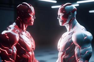 White and red hero. Generate Ai photo