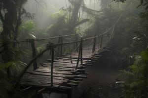 Jungle forest bridge. Generate Ai photo