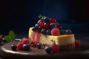 tarta de queso bayas de cerca. generar ai foto