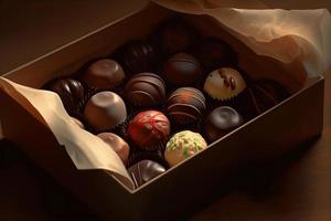 Chocolate box candies. Generate Ai photo