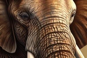 Elephant head closeup. Generate AI photo