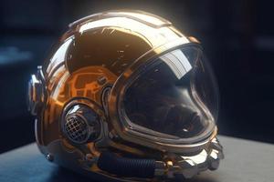 astronauta casco con lustroso vaso. generar ai foto