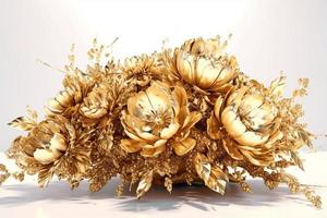 Gift of gorgeous bouquet of gold flowers. Generate Ai photo