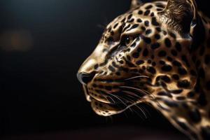 Gold leopard head. Generate Ai photo