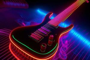 Guitar neon. Generate Ai photo
