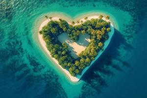 Tropical island heart. Generate Ai photo