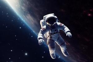 Astronaut flight in space. Generate Ai photo