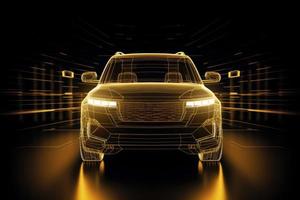 Golden suv car project. Generate Ai photo