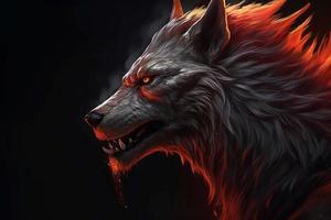 Fiery wolf fantasy. Generate Ai photo