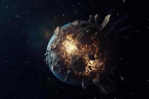 Asteroid earth colision. Generate Ai photo