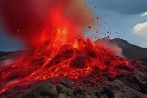 Volcanic fire eruption. Generate Ai photo