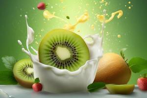Kiwi yogurt splash. Generate Ai photo