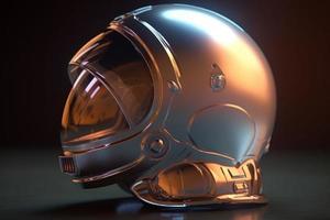 lustroso astronauta casco. generar ai foto