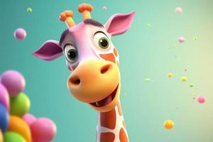 Cute giraffe character. Generate Ai photo