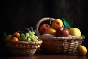 Two fruit basket. Generate Ai photo