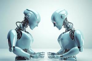 Two robot speaking. Generate Ai photo
