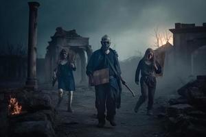 Zombies walking. Generate Ai photo