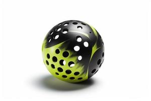 Green black floorball ball. Generate Ai photo