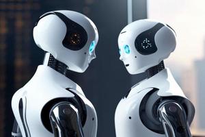 Robot speaking. Generate Ai photo